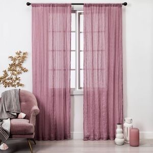 2 Dusty Rose Sheer Curtain Panels